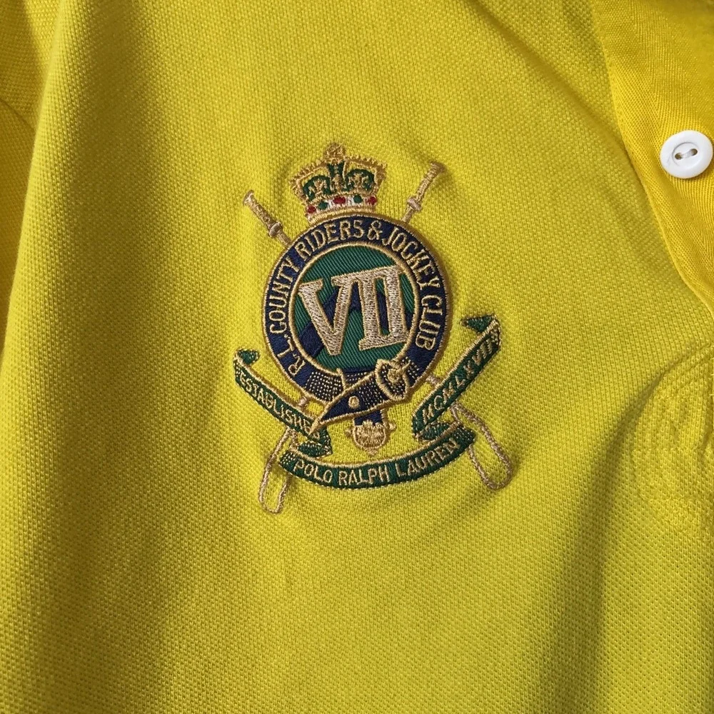 Polo Ralph Lauren RL County Riders & Jockey Club Polo Shirt‎ Yellow #258 Size XL